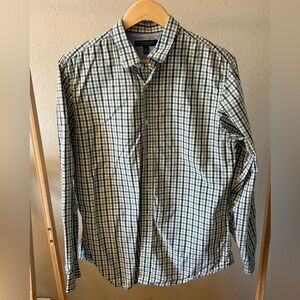 Banana Republic Soft Wash Slim Fit Blue and Green Checkered Shirt M (with flaws)